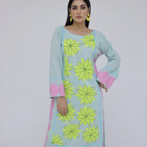 PAINT SPLASH – Aqua Blue Hand-Painted Floral Ensemble